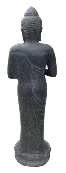 Product image 4 of the product “Standing Buddha, India, 119 cm height, cast stone, handcrafted & coloured 119 cm”